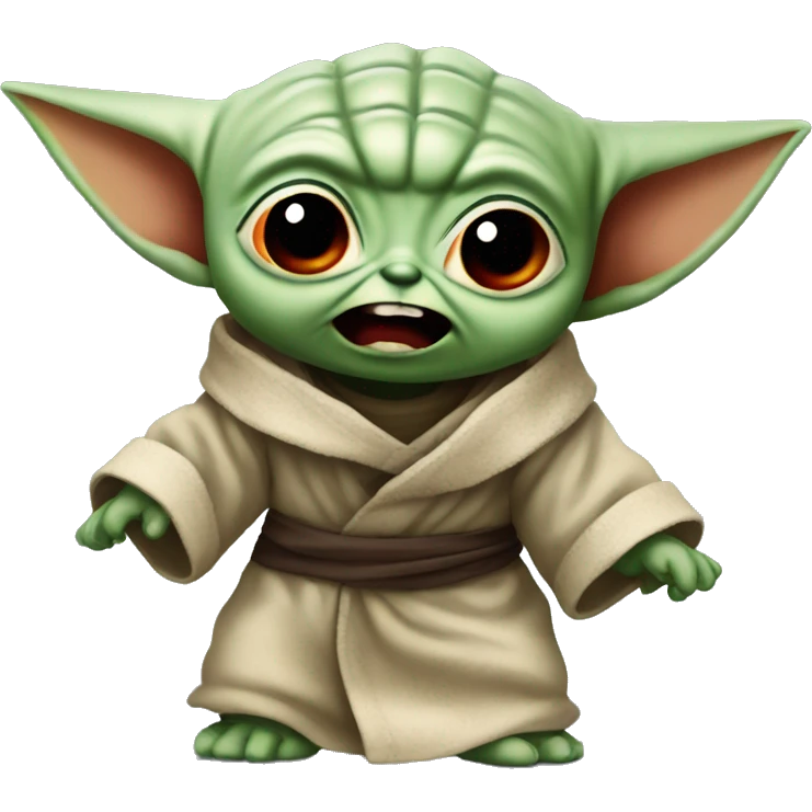 Baby Yoda screams in terrible anger. His whole face is red with rage. emoji