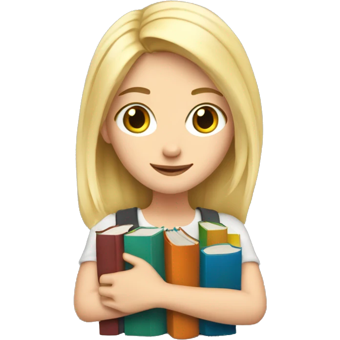 White blonde girl with her arms full of books  emoji