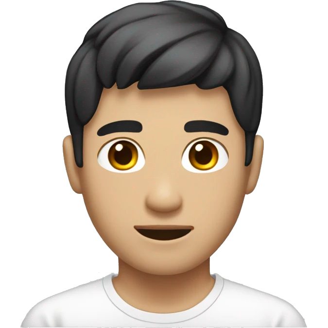 black short hair white skin color asian men with white shirt, make it from soulders and create only one emoji emoji