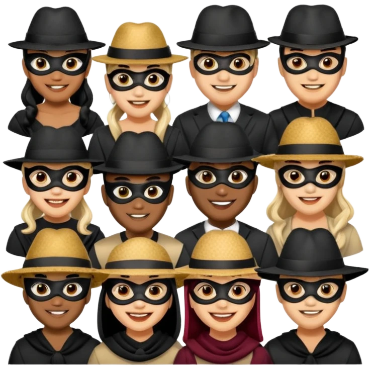 masked people with hat emoji