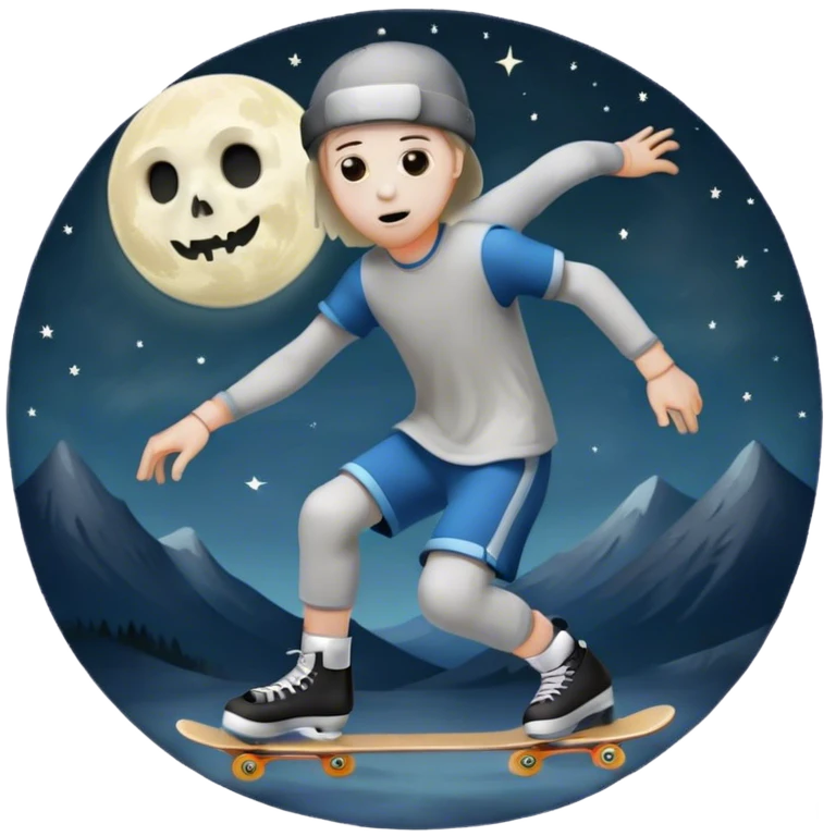  skater boi  ghost skating under a moon emoji