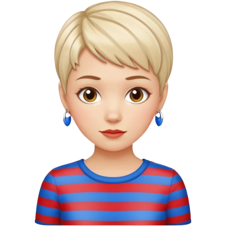 white girl pixie cut red and blue shirt emoji