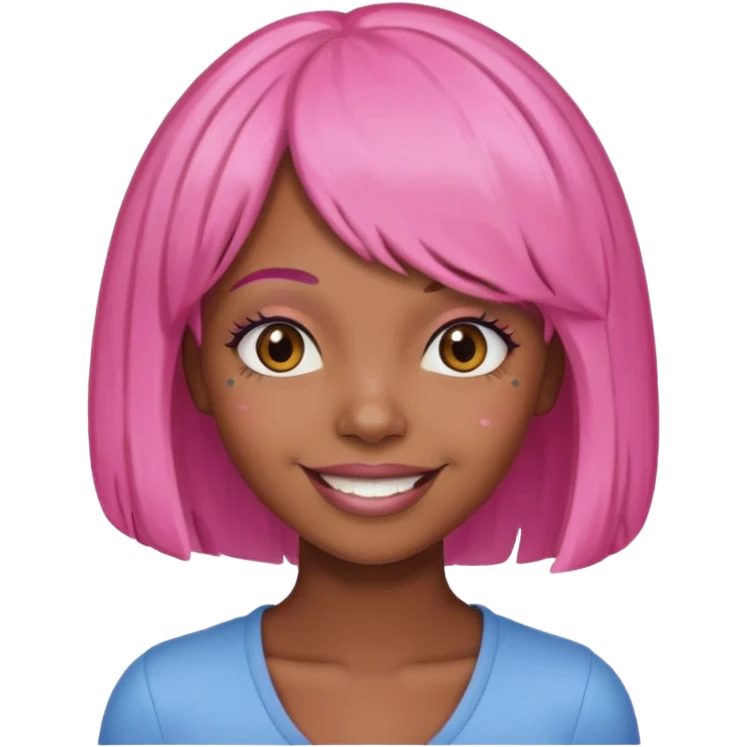 Black girl with pink wig emoji