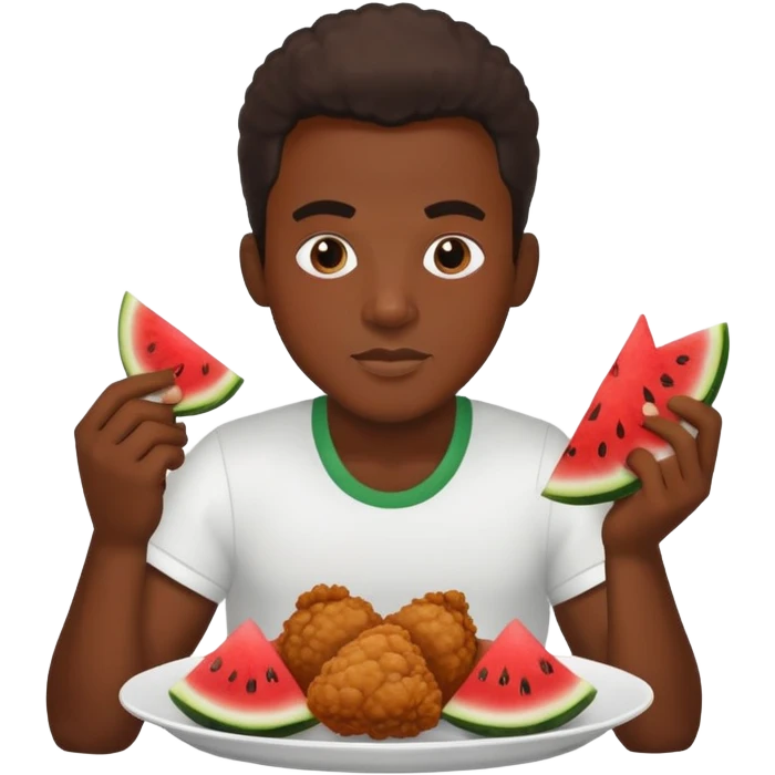 Black guy eating chicken and watermelon emoji