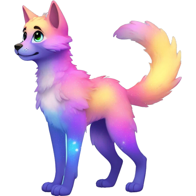 Colorful gradient-Sparkle-nebula-fursona anthropomorphic furry full body emoji