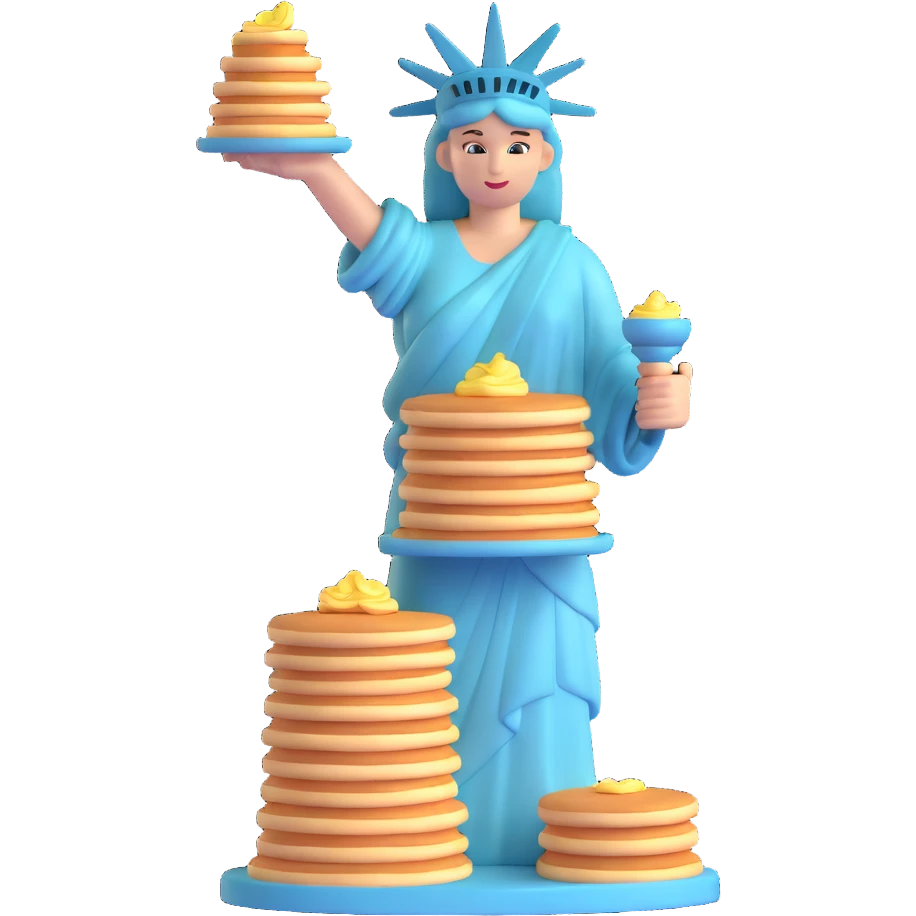 Statue of Liberty holding a stack of pancakes emoji
