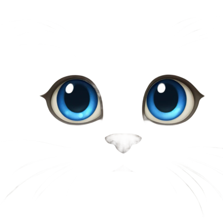 cream & grey colored fluffy cat with big blue eyes  emoji