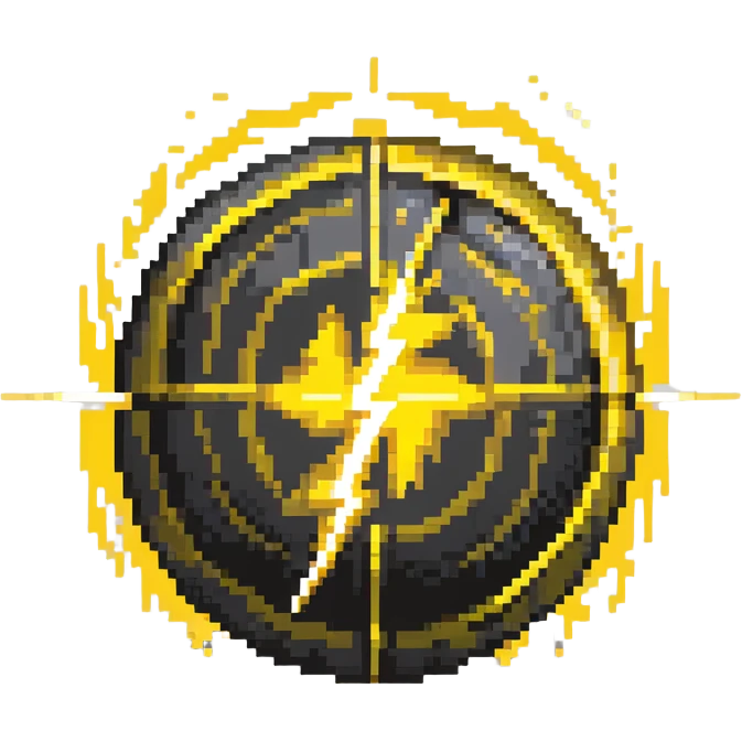 Glowing yellow orb with speed lines, color #eab308 with lighter glow, motion lines, lightning bolt symbol, dynamic energetic appearance, 32x32 pixels emoji