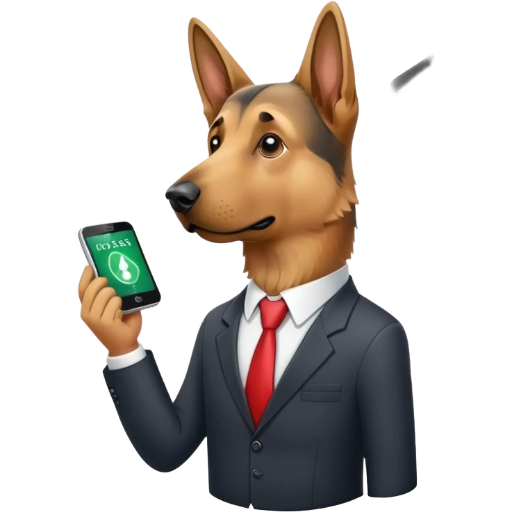 A German shepherd trading stock market emoji
