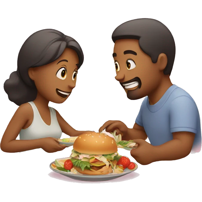 Wife feeds food husband emoji