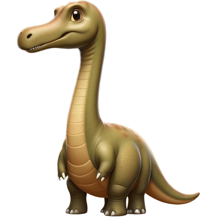 Cinematic Noble Brontosaurus Portrait Emoji, Poised and majestic, with a colossal, elongated neck stretching gracefully from a massive, sturdy body draped in warm, earthy tones, a gentle, wise face with soft, observant eyes, and a long, elegant tail, Simplified yet grandly defined features, highly detailed, glowing with a soft, ancient luminescence, high shine, intelligent and serene, stylized with an air of prehistoric grandeur, focused and calm, soft glowing outline, capturing the essence of a watchful and confident Brontosaurus that appears ready to loom out of the screen with effortless majesty! emoji