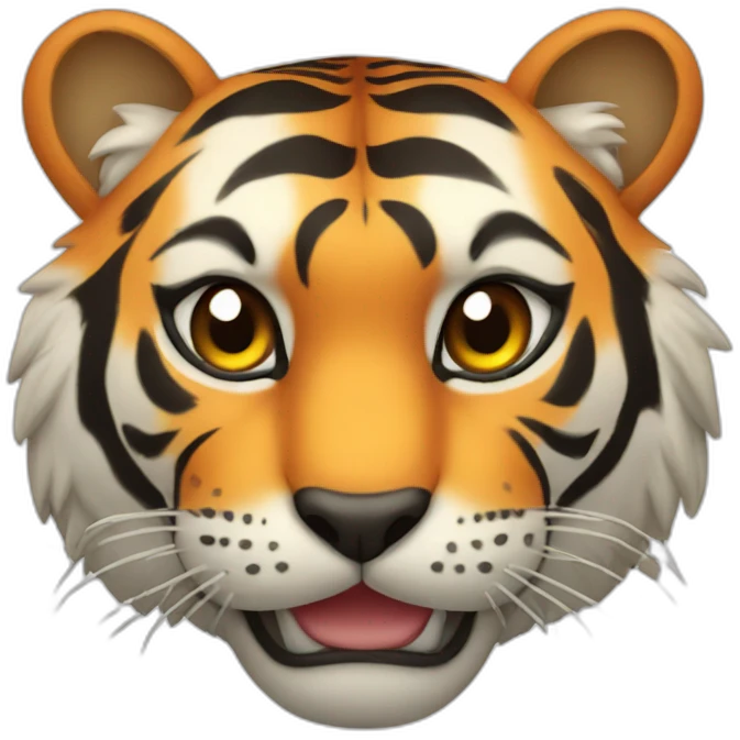 Tiger head with hearts emoji