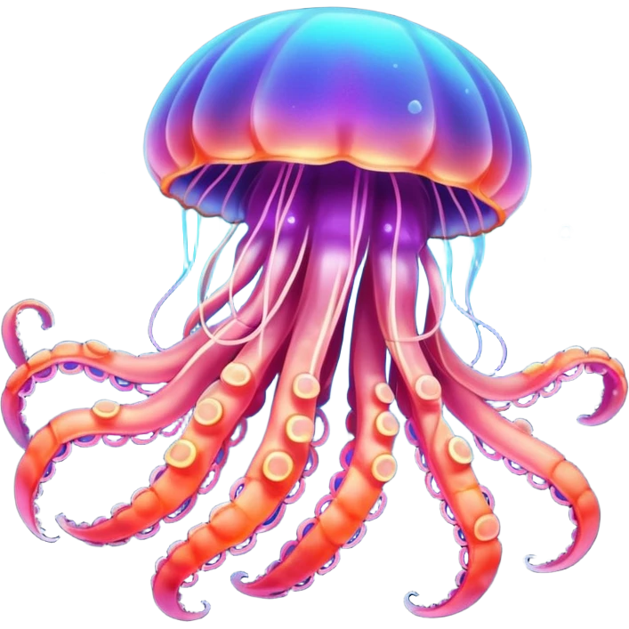 Neon glowing jellyfish-crab-squi emoji