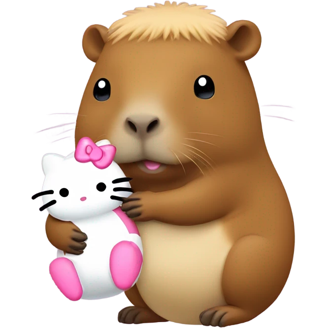 capybara with a hello kitty in its hands emoji