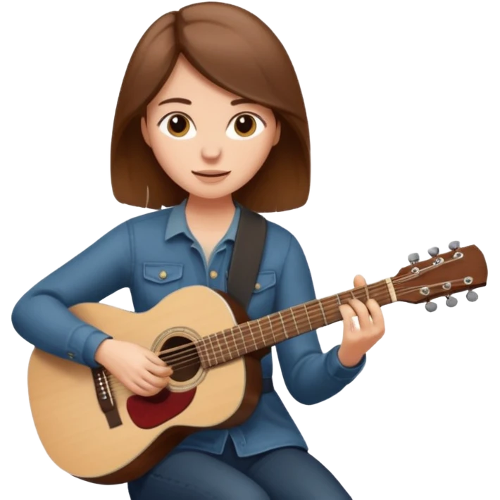 based on this "💁🏻‍♀️" emoji, draw a brown-haired woman playing an acoustic guitar emoji