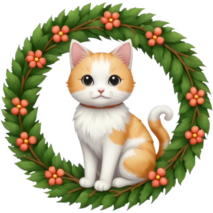 wreath white cat emoji