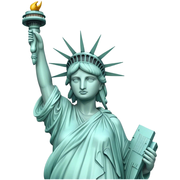 Cinematic Realistic Statue of Liberty Landmark Emoji, depicted with the iconic, majestic statue set against a clear sky rendered with detailed textures and dramatic, symbolic lighting. emoji
