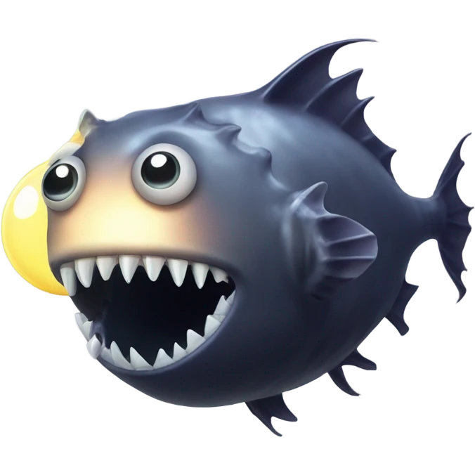 Anglerfish with glowing lure, sharp teeth, and big eyes. emoji