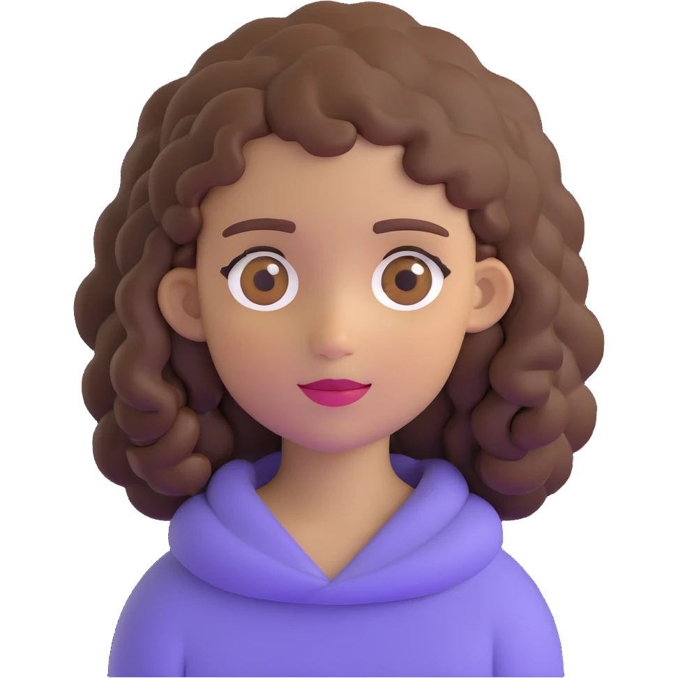 white girl with brown curly hair and brown eyes emoji