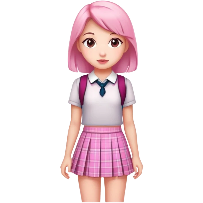 pink plaid school girl mini skirt emoji