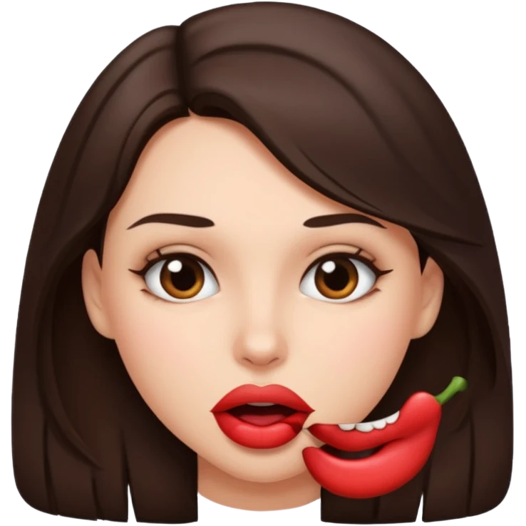 Brunette biting lip sensually emoji