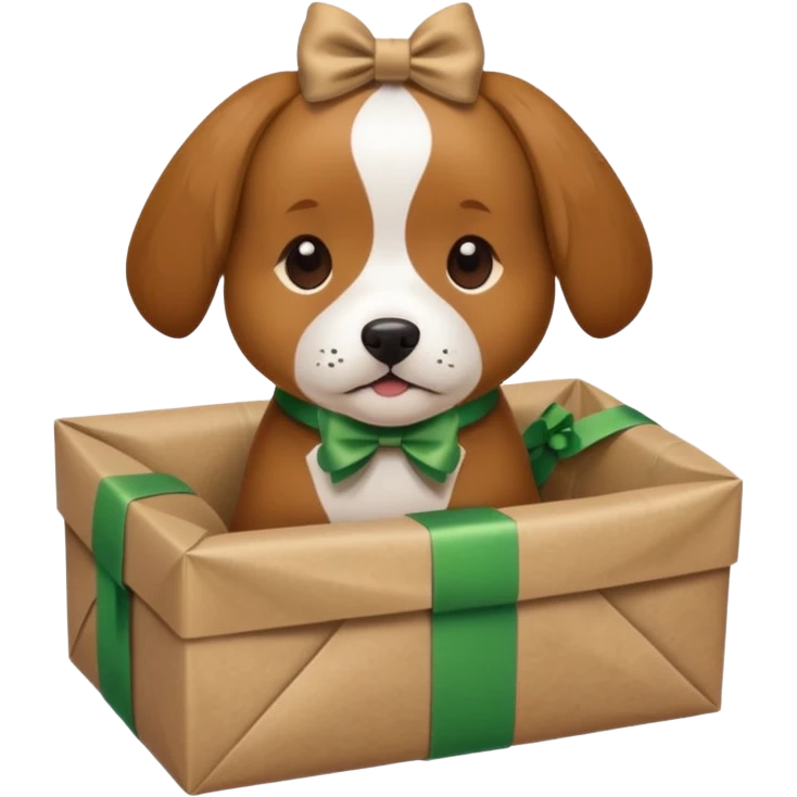 Dog in wrapped paper new yaer  emoji