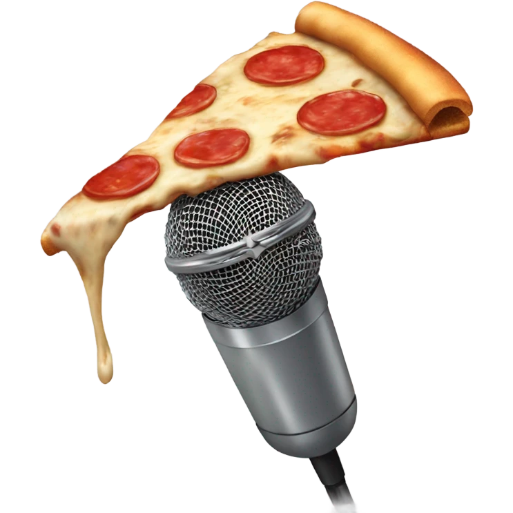 Pizza slice holding a microphone emoji