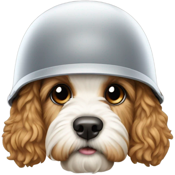 Cockapoo wearing a helmet  emoji