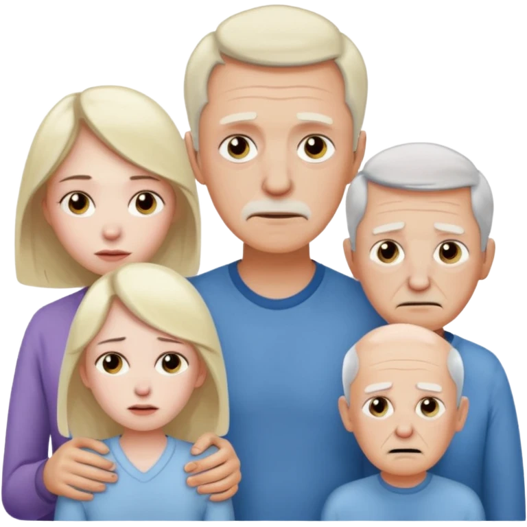 Ok keep this just change it a bit Standing next to the wife I want her brother to be sick and her parents are smiling and her grandfather is sick (no grandma) on the wife’s side. emoji