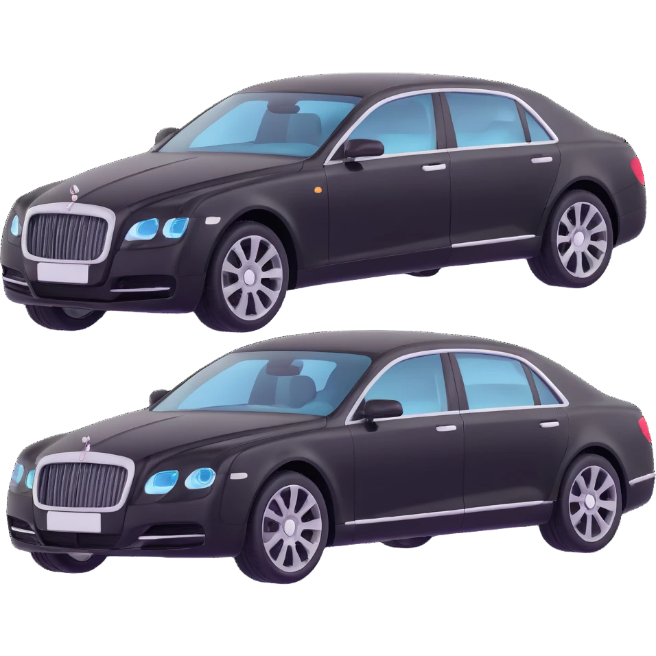 Add a transparent film next to the black luxury car, clearly separated and visible, as if ready to be applied, keep the elegant 3D style emoji