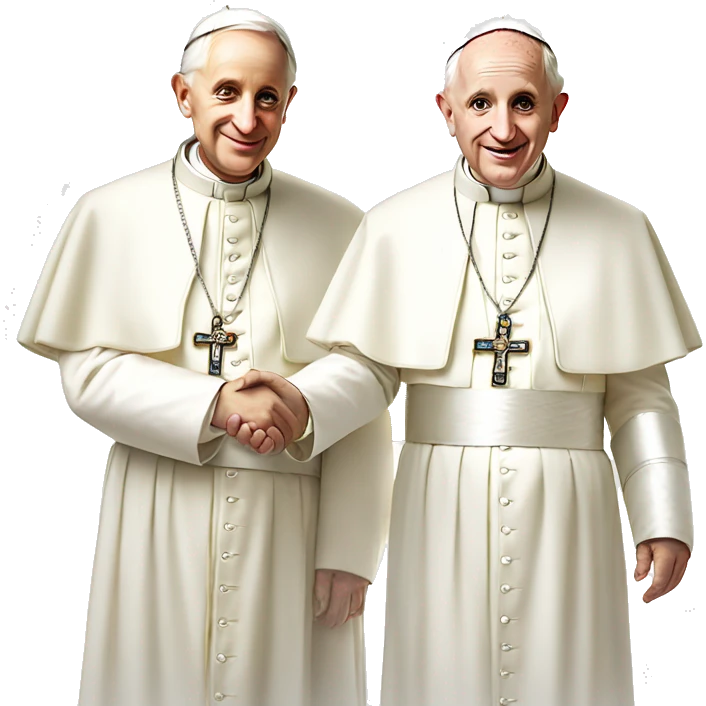 Two popes standing next to each other holding hands emoji