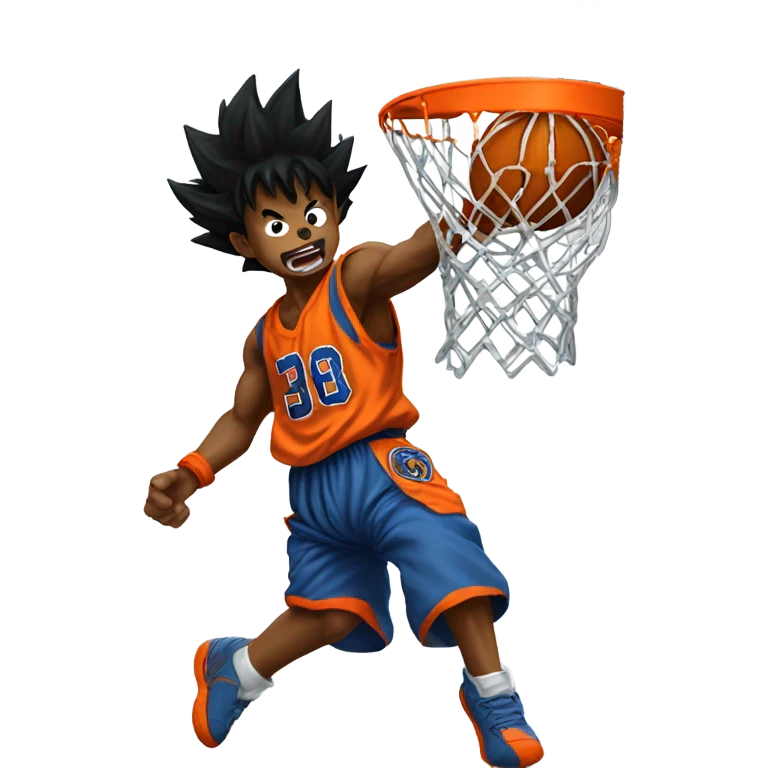 Son Goku dunking a basketball  emoji