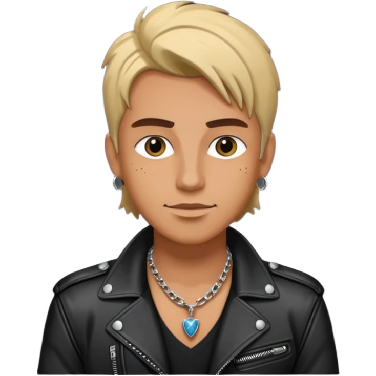 a rockstar wearing necklace, leather jacket emoji