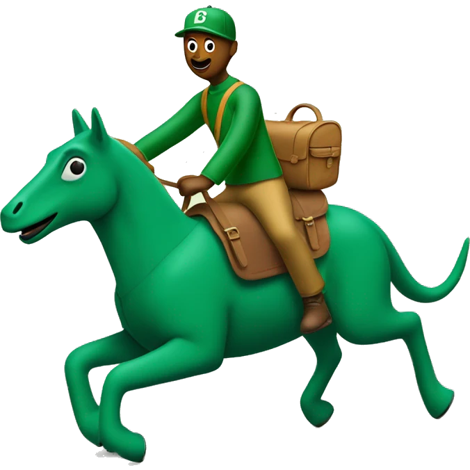 Gumby riding on the back of Pokey emoji