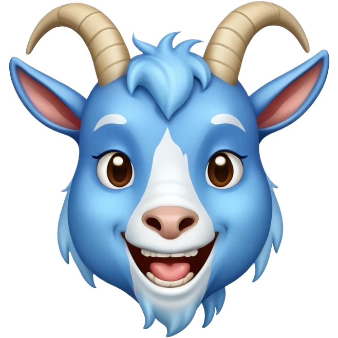 Blue goat laughing hysterically with tears emoji