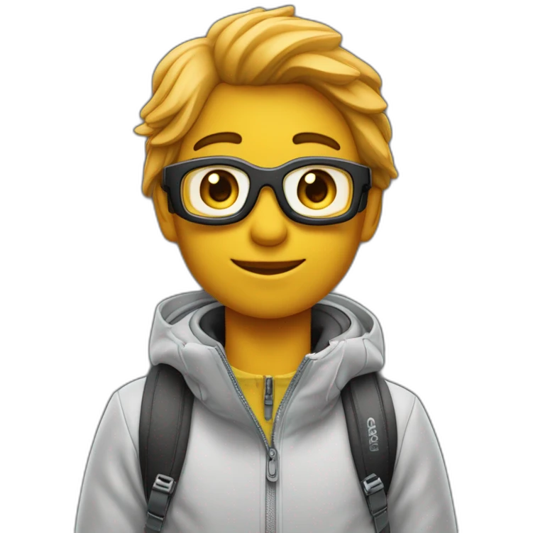 Un garçon de couleur de peau noire claire qui fait du ski au Mont-Blanc emoji