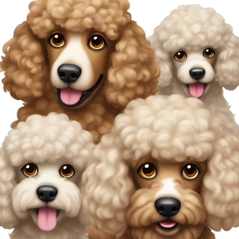 group of five giant poodle dogs emoji