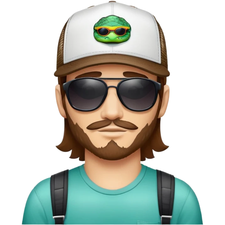 guy with brown hair, trucker hat, and Pit Viper sunglasses emoji