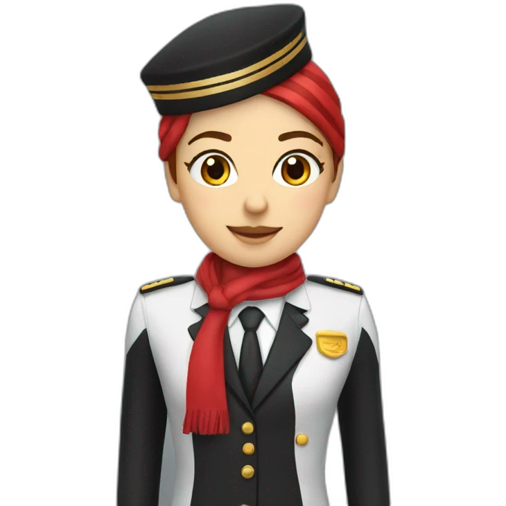 cabin crew in black suit and red scarf emoji