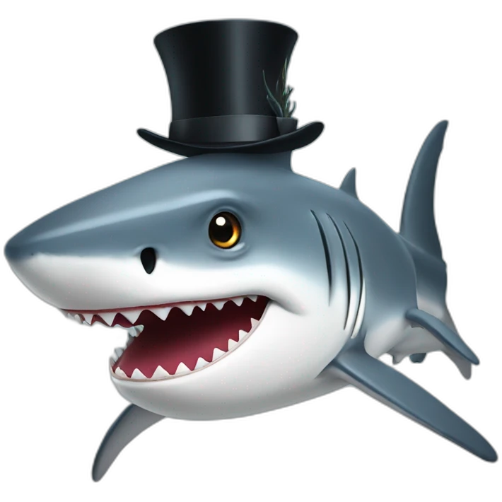 Shark with a top hat emoji