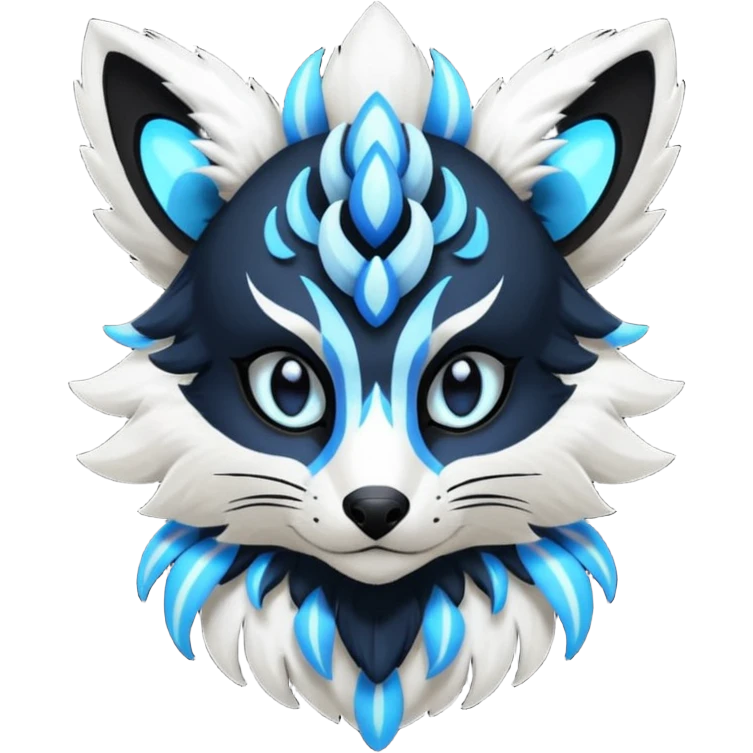 Futuristic furry fluffy floofy feathery tribal marked Genet-Absol-Kyurem-Zeraora-Primagen-fusion-creature  emoji