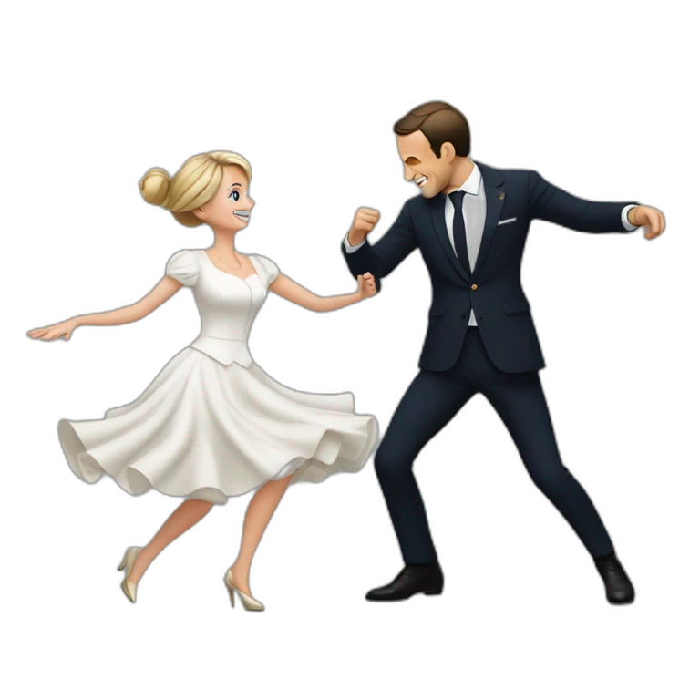 emmanuel macron qui danse avec elisabeth borne emoji