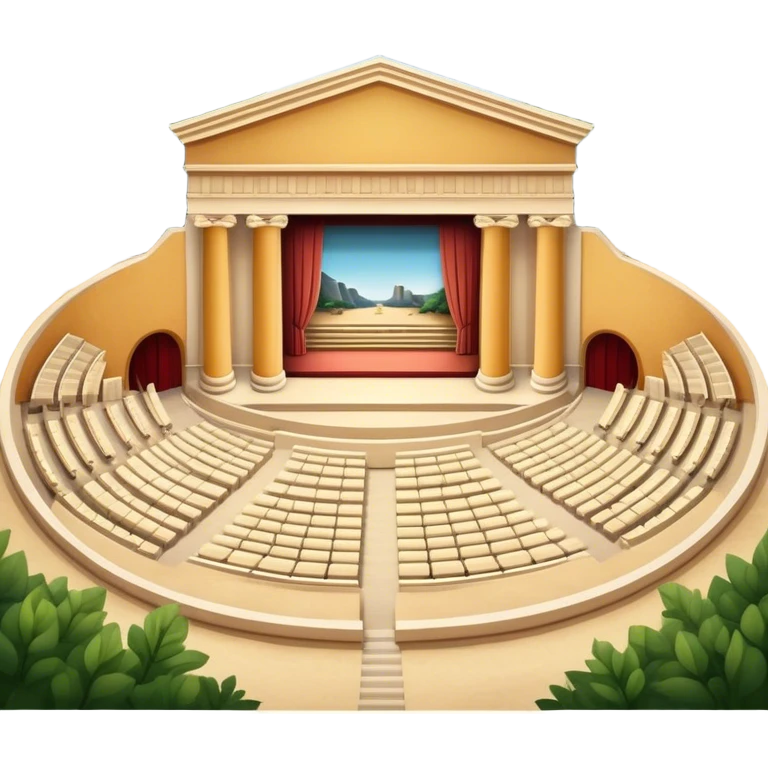 Cinematic Realistic Theatre of Epidaurus Landmark Emoji, depicted as a classical open‚Äêair theatre nestled in nature rendered with soft textures and serene, historical lighting. emoji