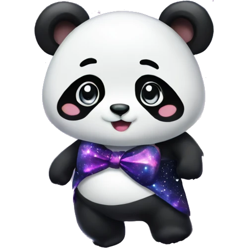 Panda with a galaxy bow and galaxy skirt emoji