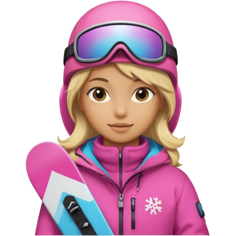 A snowboarder girl in a pink kosume blonde emoji