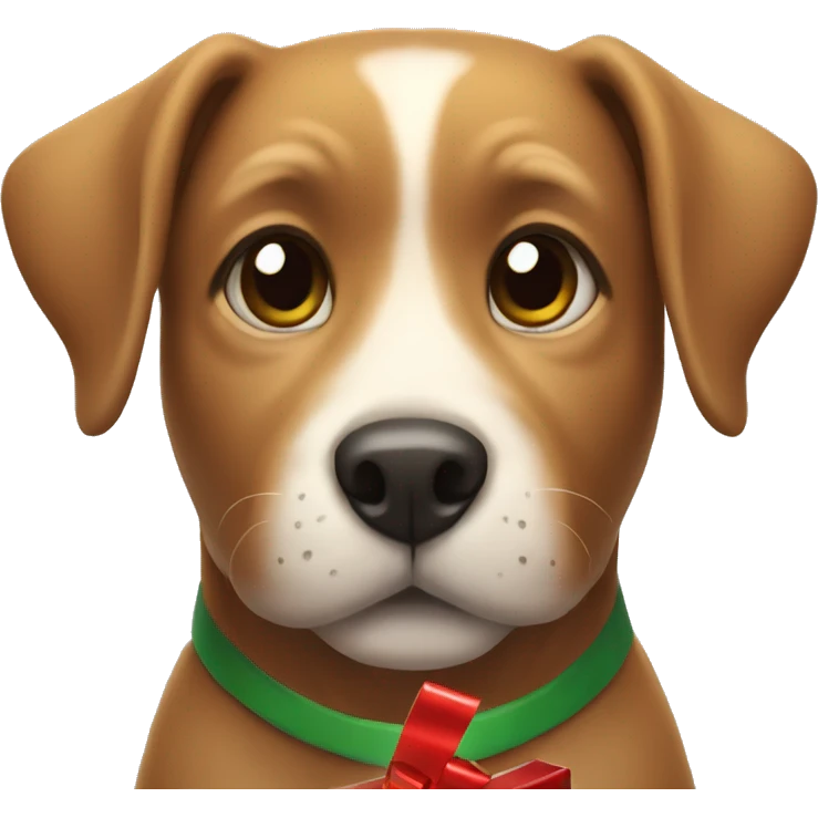 Dog with a Christmas gift emoji