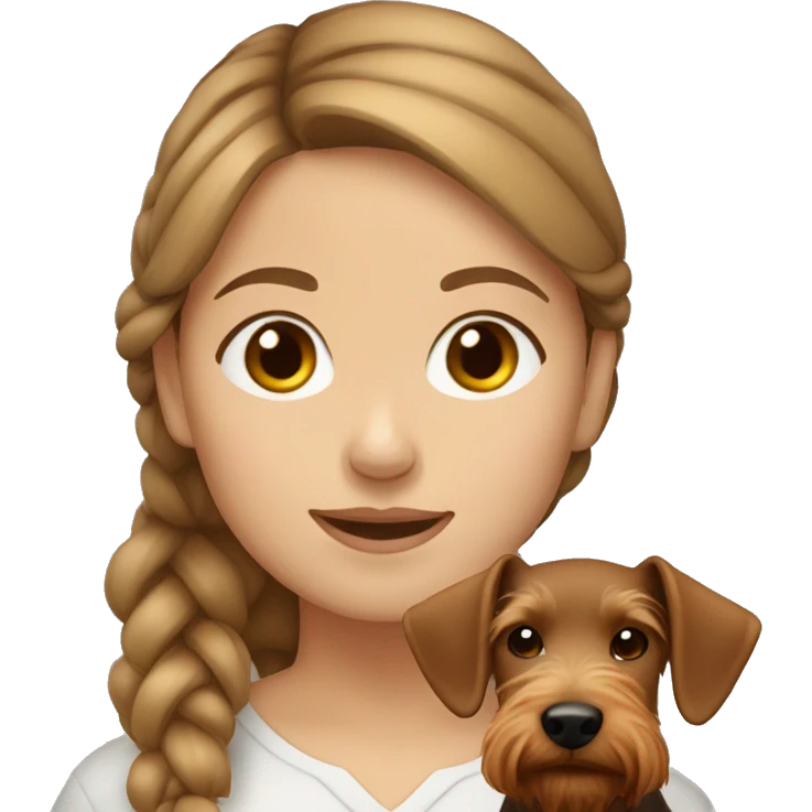 Light brown hair girl with welsh terrier emoji