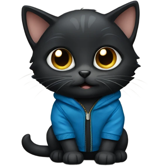 Black kitten with blue jacket emoji