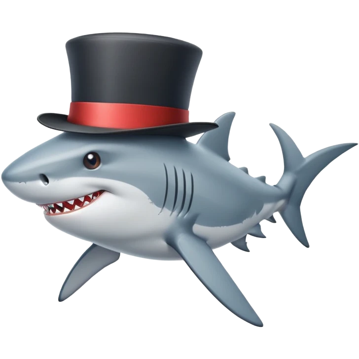Shark with a top hat emoji