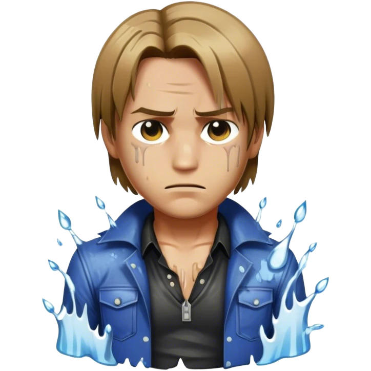 leon kennedy in torn clothes dripping with water emoji
